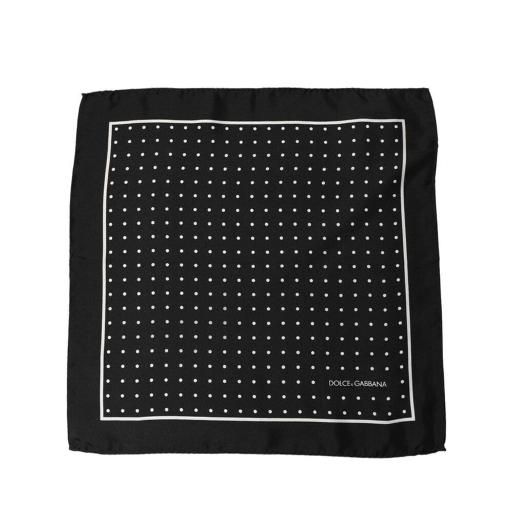 Dolce & Gabbana Black Polka Dot Pocket Square Foulard Men's Scarf